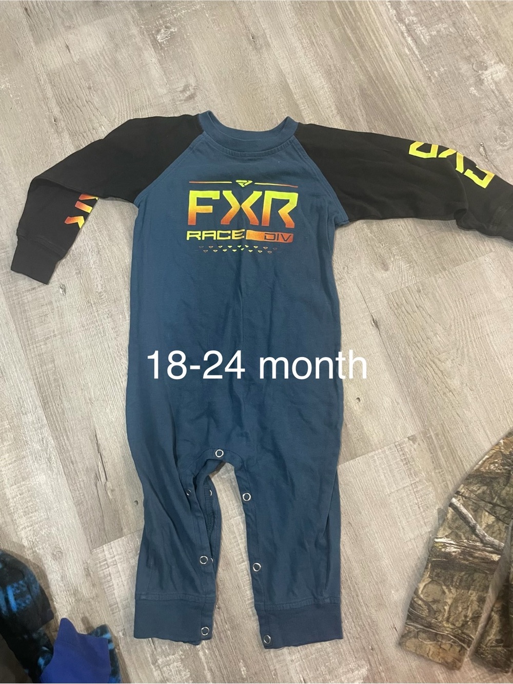 FXR Kids Navy & Black Long-Sleeve Footed One-Piece